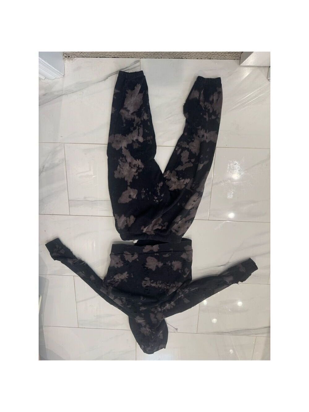 KatieJNYC Tie-Dye Jogger Set Black Hoodie & Pants - Picture 2 of 3